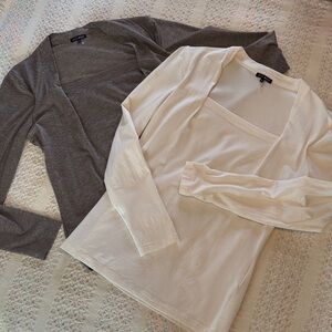 2 - 600 West tops *white & gray/silver * sz M
